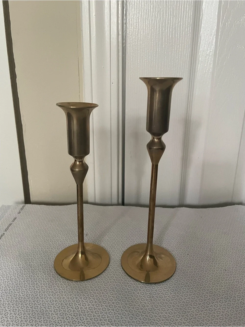 Vintage Brass Candlestick Pair - Elegant Gold Finish Home Accents